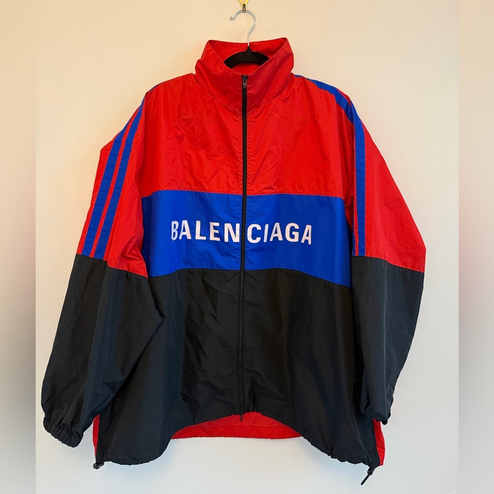 Balenciaga Men's Red, Blue, and Black Windbreaker